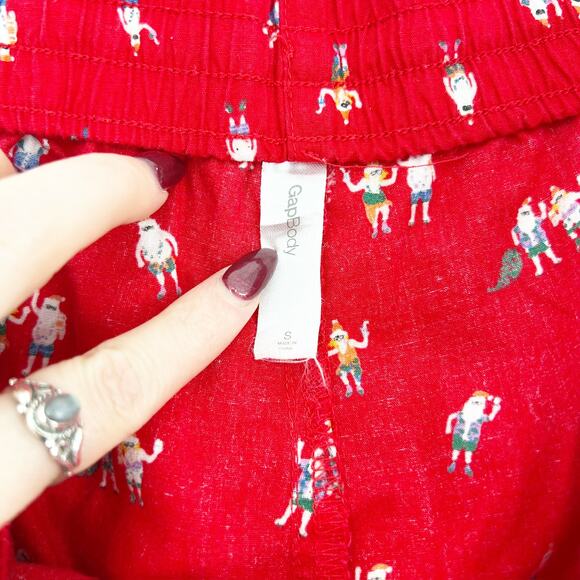 Gap Women's Red Christmas Santa Claus Pull On Pajama Pants Size S - Picture 3 of 4